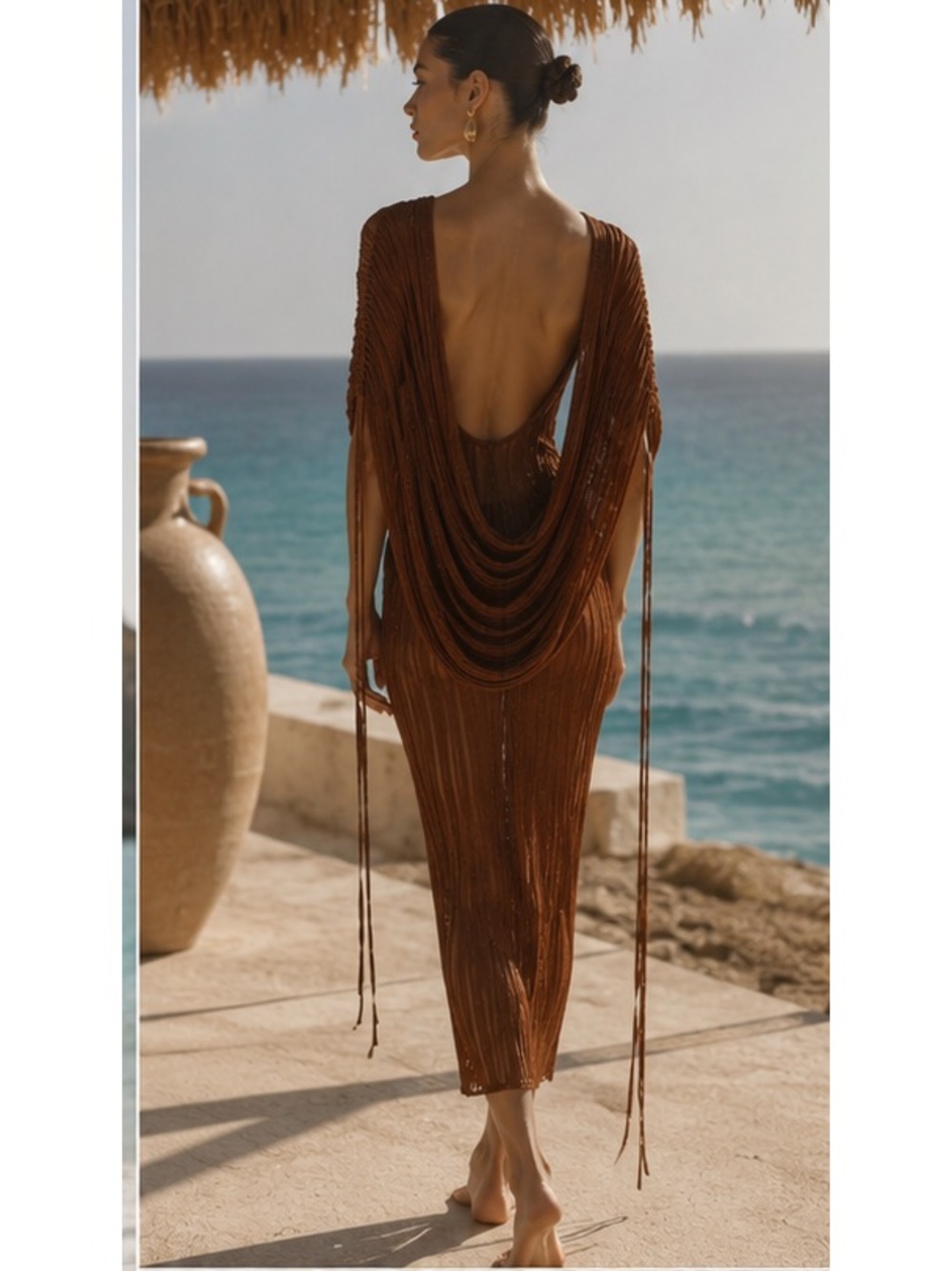 Cult Gaia Kaya Chainmail knit Metallic Midi Dress with Detachable Poncho Sz S - Picture 4 of 17